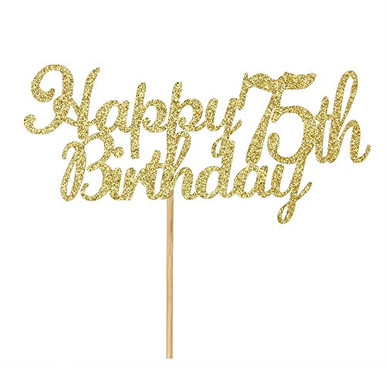 Happy 75th Birthday Cake Topper-Gold Glitter Hello 75-75& Fabulous Cake ...