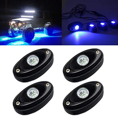 RGB LED Rock Light, 4 Pods Underglow Light Kit for Jeep with App/RF Control for Truck Waterproof Alloy Led Lights Offroad SUV ATV