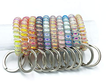 Wenplus 10 Pack Colorful Flexible Plastic Coil Keychain Stretchable ...