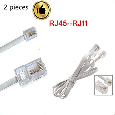 2 Pack. Telephone RJ11 6P4C to RJ45 8P8C Connector Plug Cable for ...