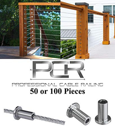 Cable Railing With Wire Rope Clips 50 Pack Professional Cable Railing Protector Sleeves 316 Marine Grade ...