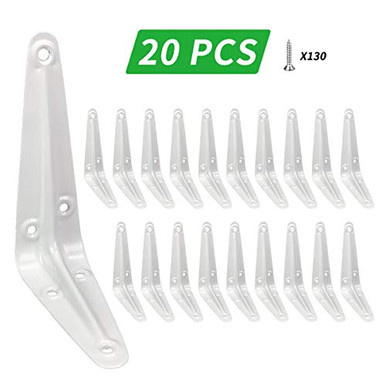 White Shelf Brackets 4 Inch Heavy Duty L Bracket Corner Brace Support ...