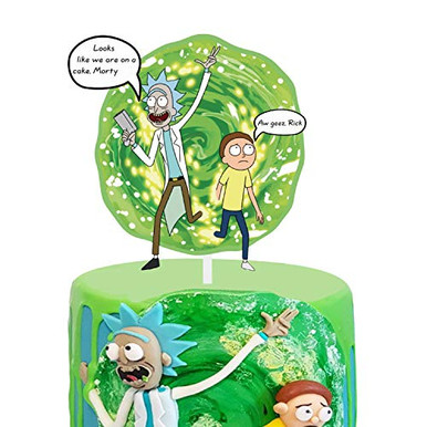 Acrylic Rick and Morty Happy Birthday Cake Topper Rick Morty Portal
