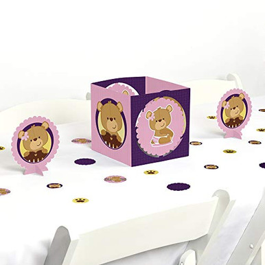 Big Dot of Happiness Baby Girl Teddy Bear Baby Shower Centerpiece and ...