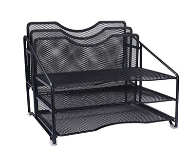 EasyPAG Mesh Desk Organizer with 3 Tier Letter Tray and 2 Vertical File ...