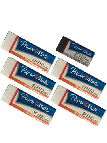 [Pack of 5 +1] 5 Paper Mate LARGE Speed Dust Free Pencil Eraser Clean ...
