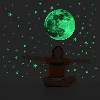 decalmile Glow in The Dark Stars with 14 5 Inch Large Moon Wall Decals ...