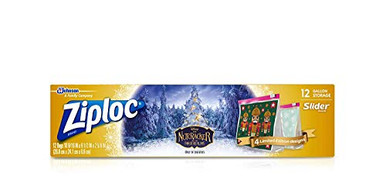 Ziploc Holiday Nutcracker Gallon Slider Bags – 12 Count, 4 Festive Designs, BPA-Free