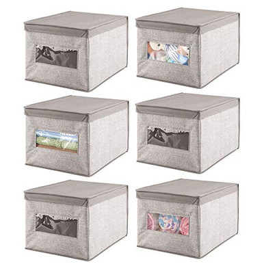 mDesign Decorative Soft Stackable Fabric Closet Storage Organizer ...
