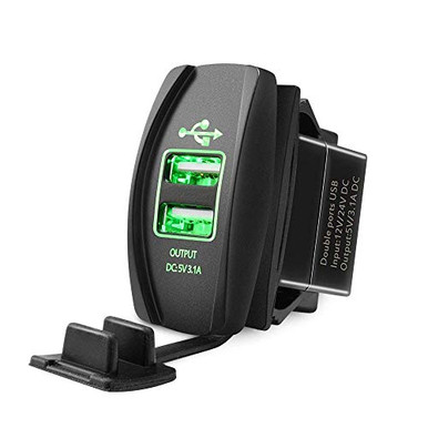 Orange Rocker Style Usb MNJ Motor Universal Rocker Style Car USB Charger, with Green LED Light ...