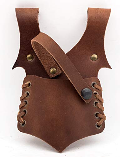 HiiFeuer Medieval Faux Leather Double Back Sword Frog, Mercenary Adjustable Sword Holster, Middle Ages Back Sword Holster (Black A