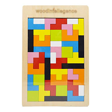 Queena 40Pcs Wooden Tetris Puzzle Baby Kids Brain Teasers Toy 3D ...