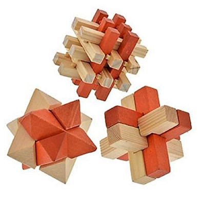 Brain Teaser 3-D Wooden Puzzles for Adults and Children, 3-puzzle Set ...