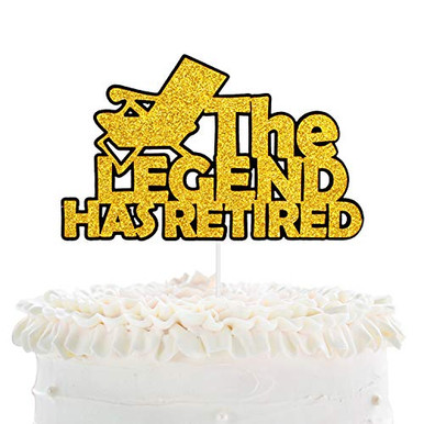 The Legend Has Retired – Decorazione Per Torta Pensione Glitter Nera, Topper In Cartoncino Con Bastoncino In Bambù, Feste Addio Al Lavoro