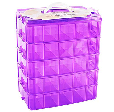 LifeSmart USA Stackable Storage Container Purple 50 Adjustable ...