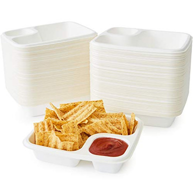Leak Proof, Compostable Bagasse Nacho Trays 100 Pk. Large, 2