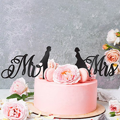 Wedding Cake Toppers Mr & Mrs - Silhouette of Bride and Groom |Couple ...