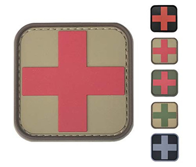 Medic Cross EMS IFAK - Toppa In PVC Morbido Con Retro In Velcro E Bagliore Al Buio (Glow In The Dark) - 5,1 X 5,1 Cm