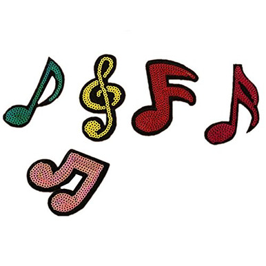 Ximkee10 Pack Assorted Musical Note Sequin Sew Iron On Embroidered ...