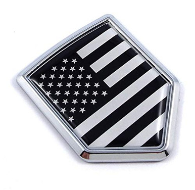 USA Black Monochrome American Flag Car Auto Chrome Emblem Decal Badge ...