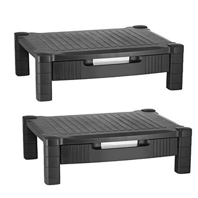 Monitor Stand Riser Computer Desk Organizer with Pull Out Drawer for ...