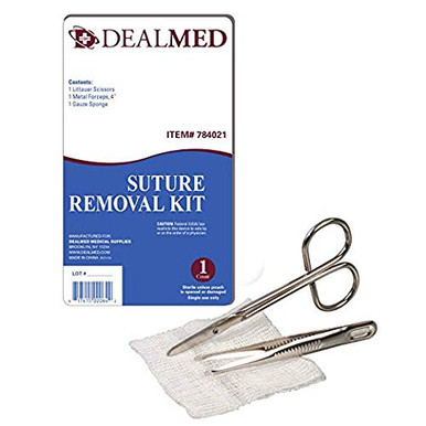 Dealmed Sterile Suture Removal Kit with Scissor, Forceps, and Gauze ...