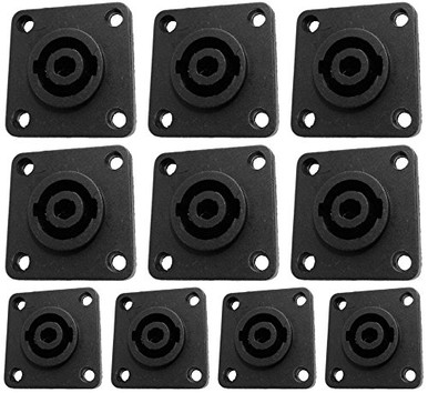 10-Pack 4-Pole Speakon Female Panel Mount Connectors - Compatible With Neutrik NL4 Series