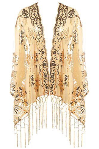 BABEYOND 1920s Shawl Wraps Sequin Fringed Evening Cape Wedding Bridal ...