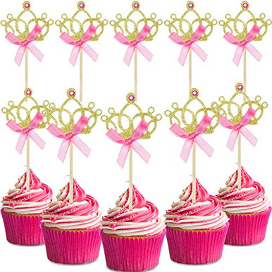 60 Pieces Gold Crown Cupcake Toppers Tiara Cupcake Toppers Crown Cake ...