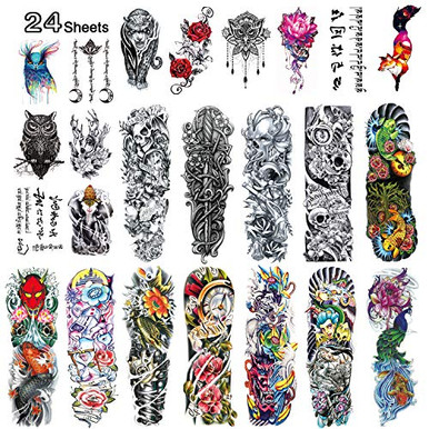 Kotbs 24 Sheets Full Arm Temporary Tattoos, Tattoo Sleeves for Men ...