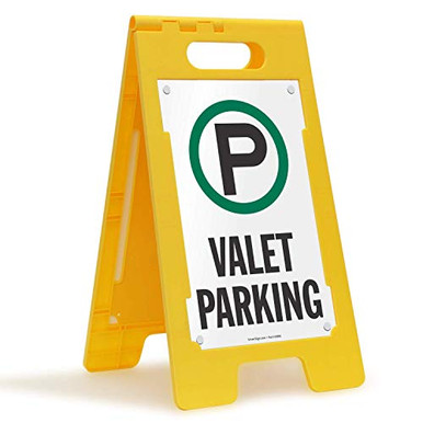 SmartSign Valet Parking Folding Floor Sign 25 x 12 Plastic ...