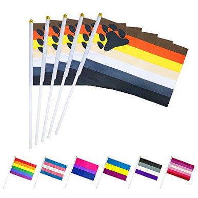 LoveVC 50 Pack Male Bear Gay Pride Flag Small Mini LGBT Rainbow Stick ...