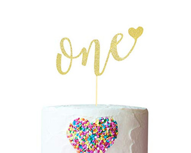 One Cake Topper for 1st Birthday - Gold Glitter Cake Topper for ...