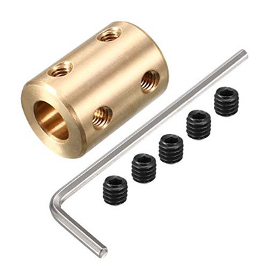Uxcell 10mm To 10mm Bore Rigid Shaft Coupler - Copper Set Screw Coupling For Motors, 3D Printers, CNC