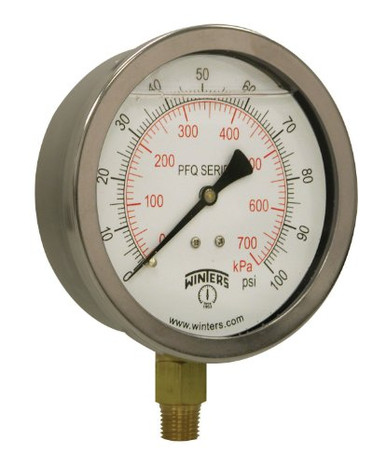 Winters PFQ Series Stainless Steel 304 Single Scale Liquid Filled