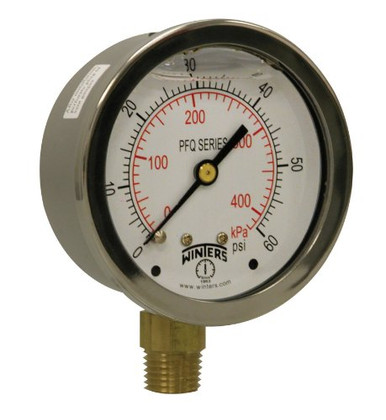 Winters PFQ Series Stainless Steel 304 Single Scale Liquid Filled