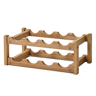 Kirigen 8 Bottle Wine Rack 2 Tier Nature Wood Wine Display Rack Free ...