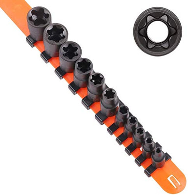 HORUSDY 11 Pc Female E Torx Star Socket Set Rail Female External Star ...