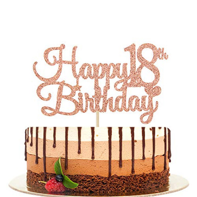 Rose Gold Glitter Happy 18th Birthday Cake Topper Cheers to 18 Years ...