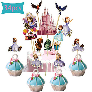 Dawei 34pcs Sofia the First Cupcake Topper (Picks Disney Princess ...