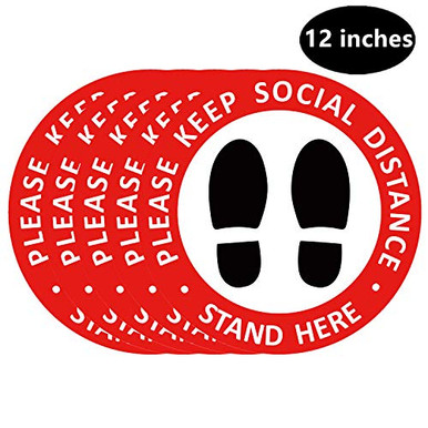 Social Distancing Floor Decals - 5 Pack 12" Round Safety Floor Sign ...
