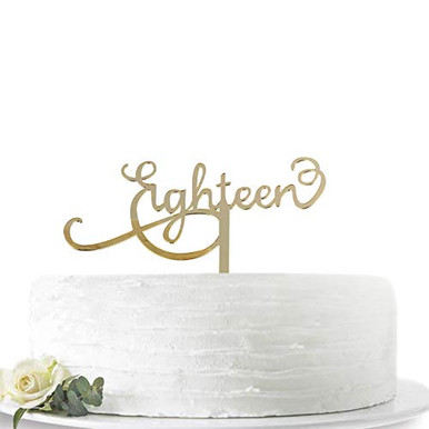 Mirror Gold Eighteen Cake Topper Happy 18th Birthday or 18th ...
