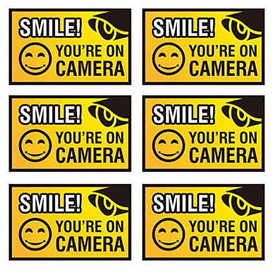 Smile Youre On Camera Sign 6 Pack 4 x 25 inches Weatherproof ...