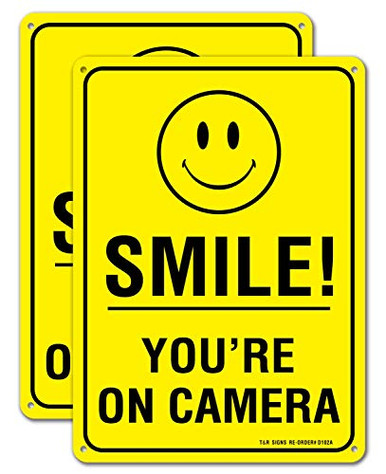 Smile Youre on Camera Video Surveillance Sign 2 Pack 10 x 7 Inches Rust ...