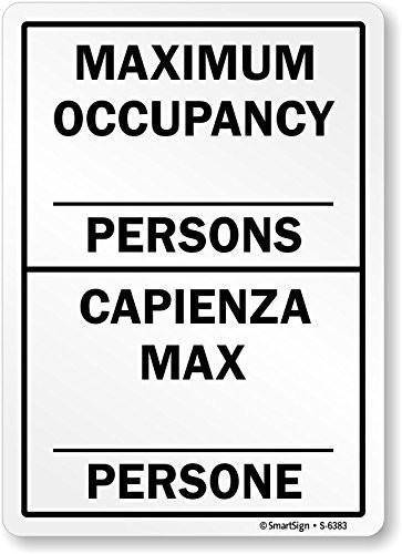 Multiple Function Occupancy Sign Example SmartSign Maximum Occupancy Persons Bilingual WriteOn Sign 10 x 14 ...