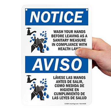 SmartSign Notice Wash Your Hands Before Leaving Sign 7 x 10 Plastic ...