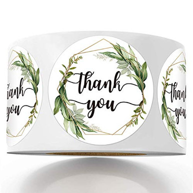 500 Chic Golden Greenery Frames Thank You Label Stickers 15 Inch Circle ...