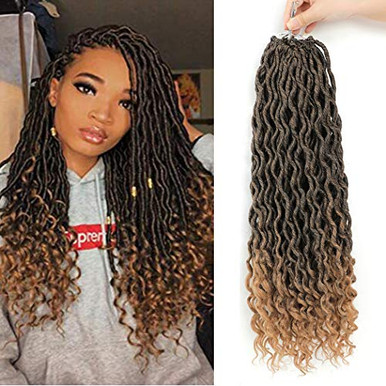 20 Inch 3 Packs Crochet Hair Curly Faux Locs Crochet Hair goddess locs ...