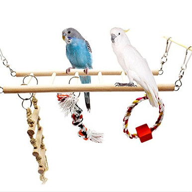 Image result for Hypeety Bird Cage Parrot Toys Wood Perch Climbing Ladder Toy Parrot ...