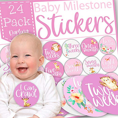 Baby Monthly Stickers Baby Milestone Stickers for Girls First Year Baby ...